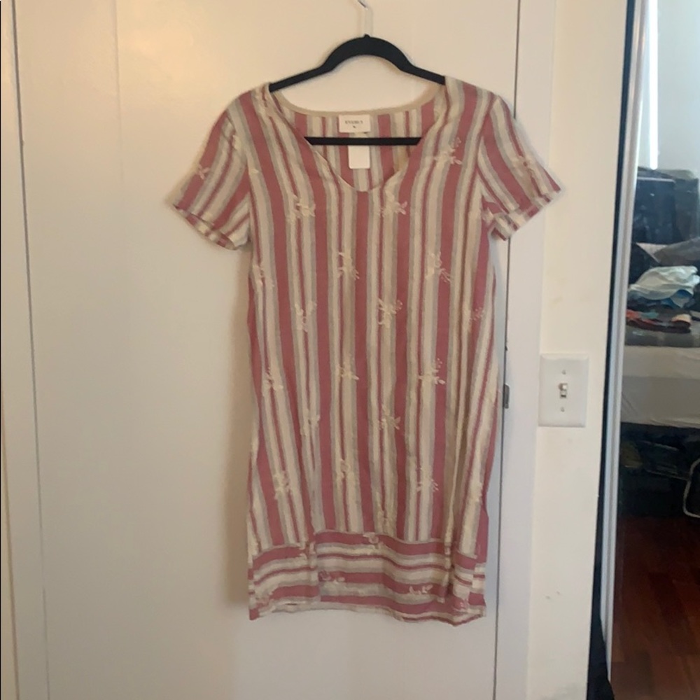 Pink and white striped dress